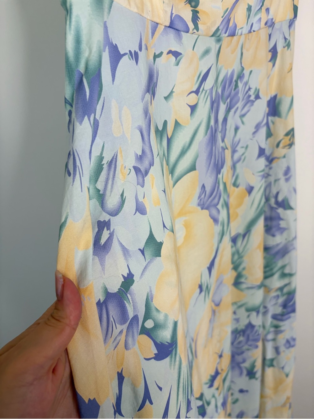 Hello Molly Pastel Yellow & Lavender Tie-Shoulder Midi Dress - Picture 6 of 9